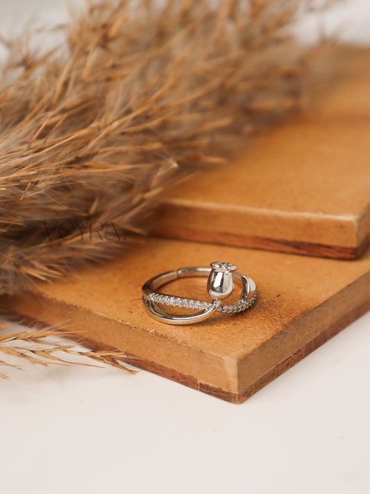 SILVER ROSE RING