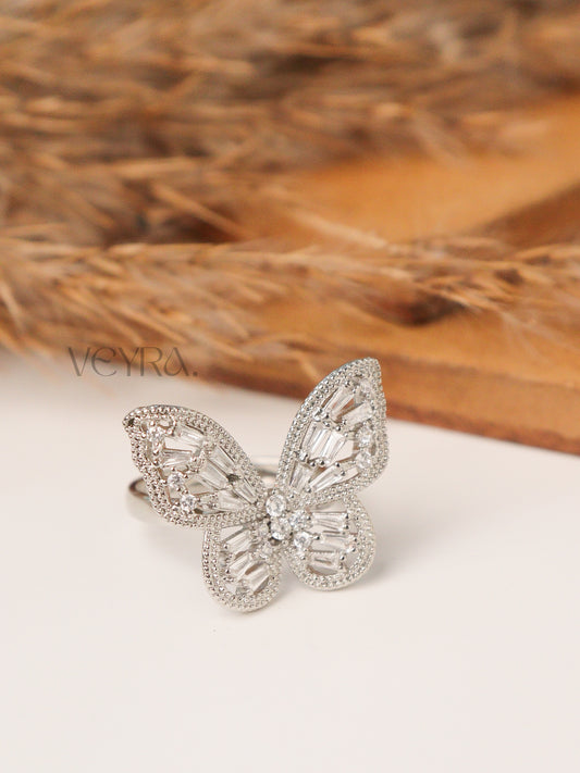 SILVER BUTTERFLY RING