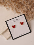 RED STUD BUTTERFLY EARRING