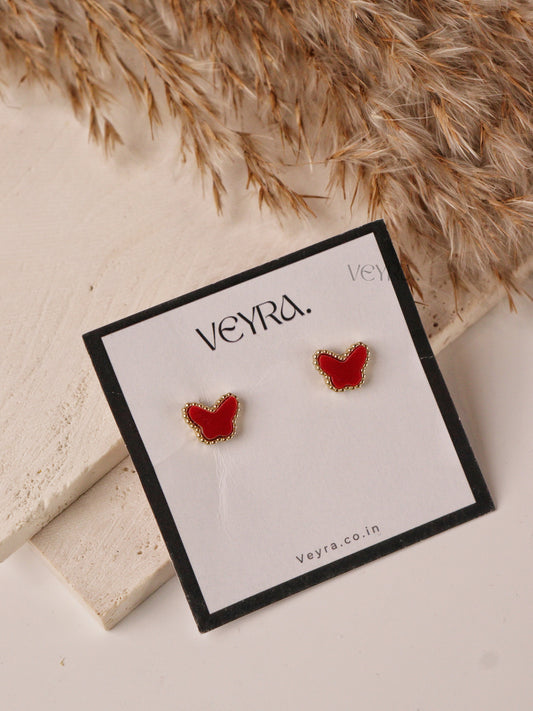RED STUD BUTTERFLY EARRING