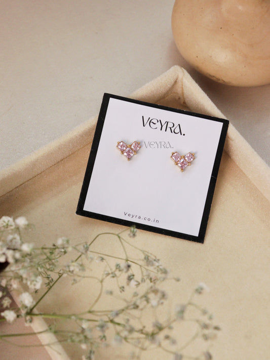 PINK STONE HEART EARRING